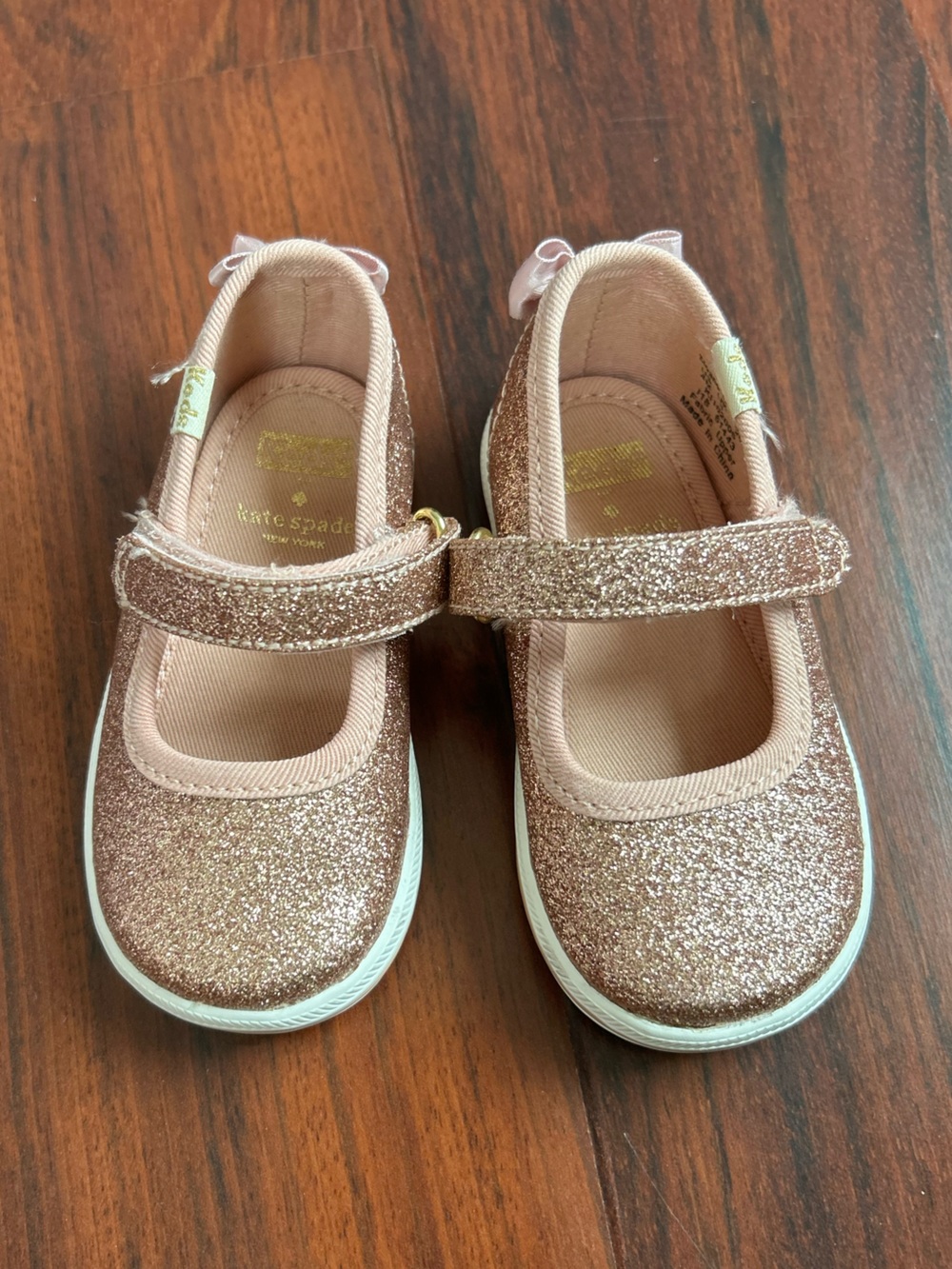 kate spade Kids Glitter Mary Jane Shoes - Rose Gold Glitter